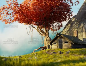 清新风格精灵小木屋Blend项目源文件