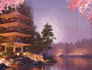 唯美夜晚中国武侠氛围场景Blend项目源文件