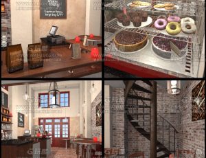 老式复古装修风格的咖啡厅Blend项目源文件