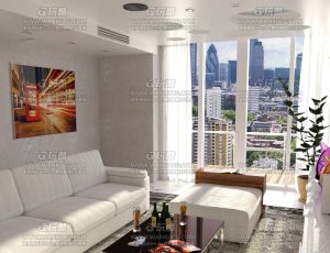 极简白色风格装修客厅Blend项目源文件