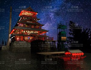 海上中国风建筑舞城Blend项目源文件