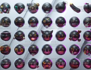 3D可爱卡通表情模型包Blend资产库