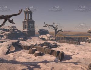 沙漠荒漠遗迹地场景Blend项目源文件模型