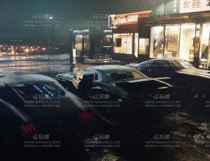 夜晚超市汽车场景Blend项目源文件