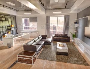 敞亮的大客厅套房Blend项目源文件