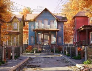 秋叶小镇街道Blend项目源文件