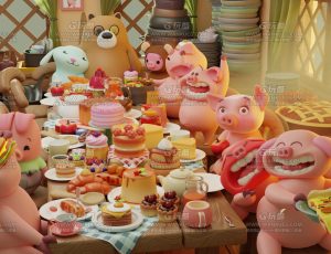 小动物的美食宴会场景Blend项目源文件