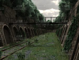 废弃火车道场景Blend项目源文件