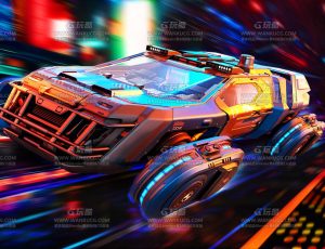 酷炫高级赛博朋克汽车Blend模型
