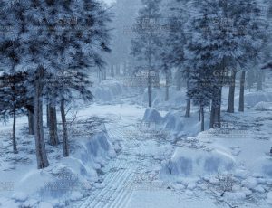 大型冬季迷雾树林场景Blend项目源文件