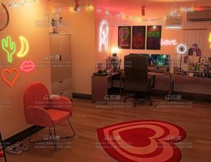 游戏女主播房间卧室Blend项目源文件