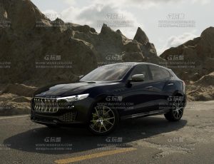 户外黄土荒野上的玛莎拉蒂Blend项目源文件