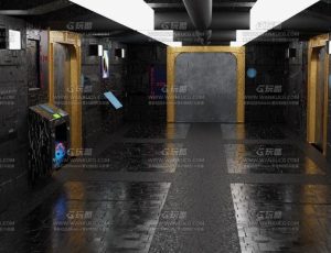 科技暗黑色风格走廊道路Blend项目源文件