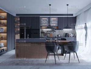 冷色时尚风格厨房Blend项目源文件