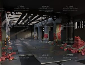 破碎倒塌的仓库间Blend项目源文件