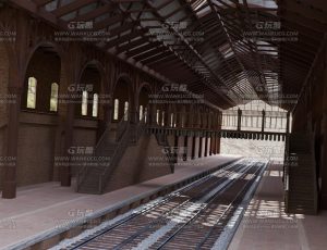 生锈废弃的火车站Blend项目源文件