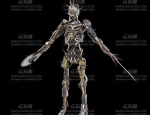 赛博骷髅机械兵Blend模型