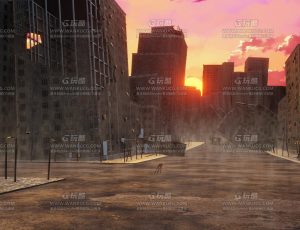 夕阳下被摧毁的城市Blend项目源文件