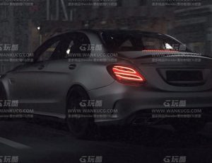 奔驰汽车夜晚大街超车动画场景Blend项目源文件
