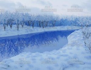 冬季卡通树林Blend项目源文件