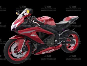 红色酷炫机车摩托Blend模型