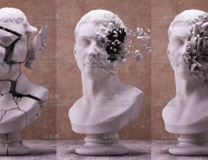 C4D工程源文件—破碎石膏图形场景