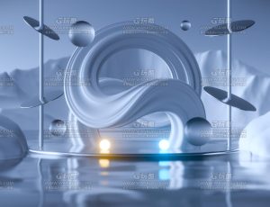 时尚蓝灰色创意图形场景Blend项目源文件