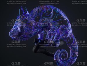 C4D工程源文件—XP粒子线条形态变色龙