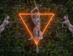 C4D工程源文件—创意图形石人