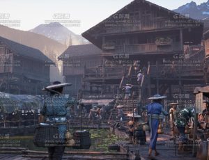 BMS亚洲中国日本渔村模型套装