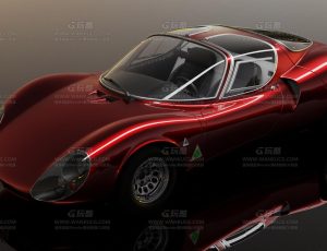 红色跑车渲染场景Blend项目源文件