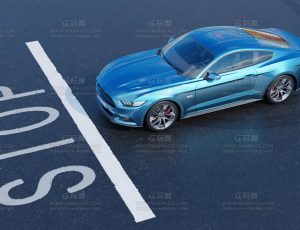 蓝色汽车渲染场景Blend项目源文件