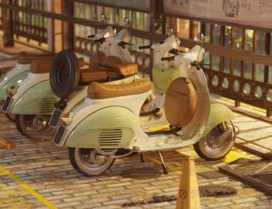 摩托车停车场小场景Blend项目源文件