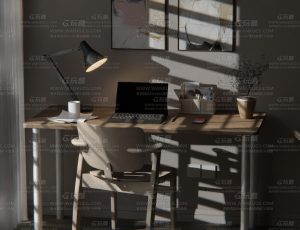 室内书桌台场景Blend项目源文件