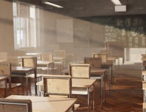 唯美清新教室渲染场景Blend项目源文件