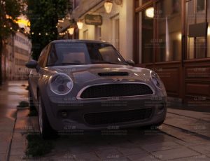 宝马mini户外街道渲染场景Blend项目源文件