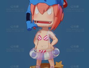 穿泳衣的小女孩Blend模型