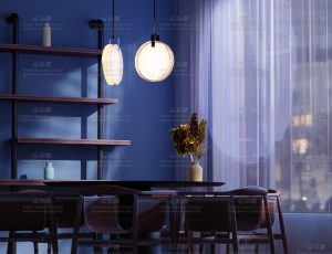 夜晚客厅渲染场景Blend项目源文件