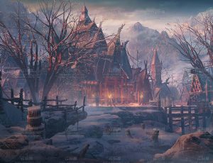 奇幻冬季北欧村庄Blend项目源文件