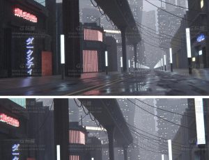 简陋赛博朋克街道Blend项目源文件