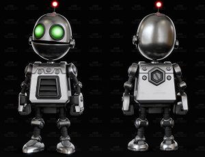 银色可爱小机器人Blend模型