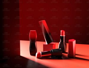 红色口红产品场景渲染Blend项目源文件