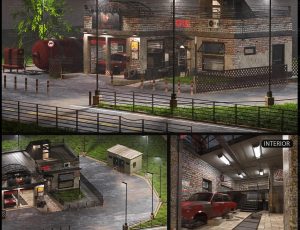 路边汽车加油站Blend项目源文件