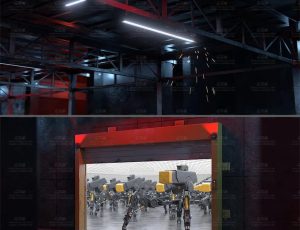 停车场中的机器人仓库Blend项目源文件