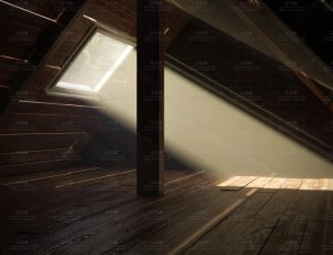 有天窗和灰尘的旧阁楼Blend工程源文件