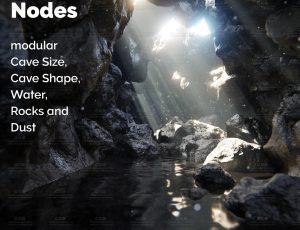 带有水和灰尘的模块化参数调节岩洞Blend工程源文件