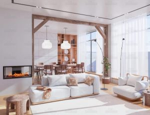 现代室内客厅和餐厅Blend工程源文件