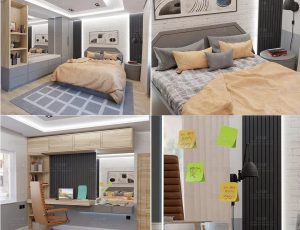 现代办公卧室场景Blend工程源文件