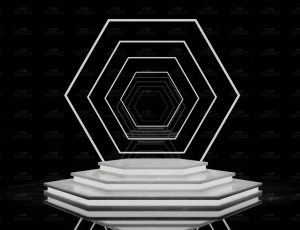 带有白色霓虹灯的黑白布景Blend工程源文件