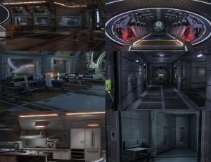 星际大型科幻空间室内Blender工程源文件